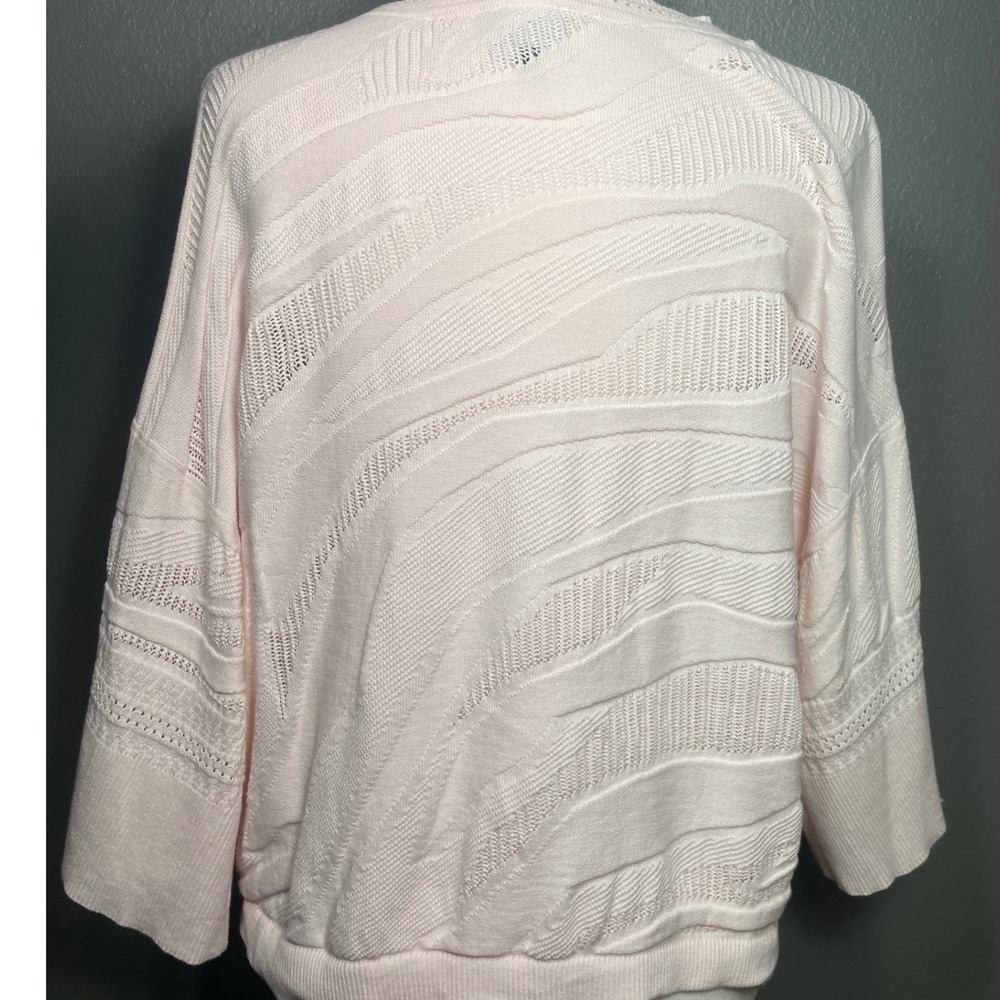 Cabi Zebra Pullover Sweater XL Blush Pink Mixed Stitch Boxy 5631 Cotton Blend - Picture 9 of 10
